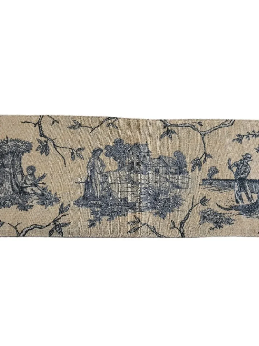 Toile de Jouy Tapestry Table Runner 71x12 French Country Vintage Styles Bicolor